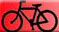 Silhouette of bike against red background